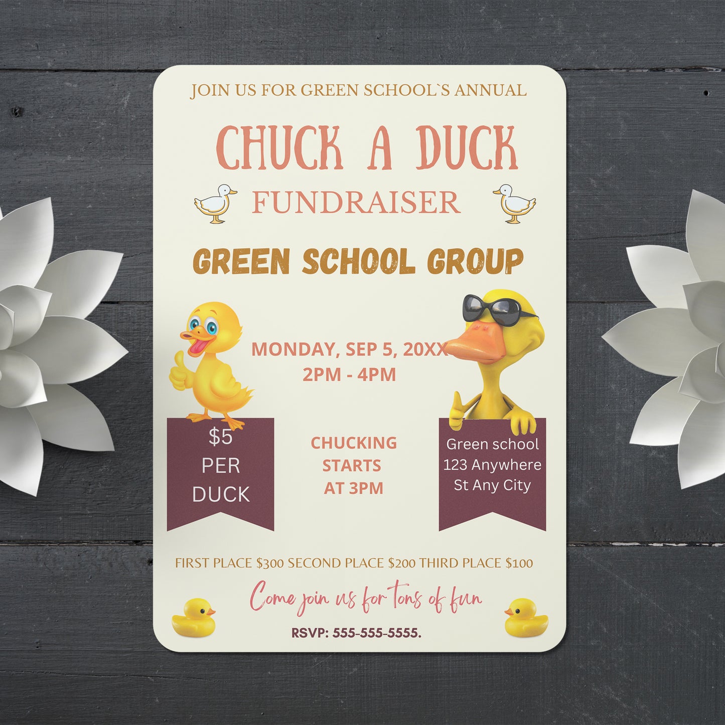 Chuck a Duck Fundraiser Flyer Invite Template | Duck Derby Race Flyer