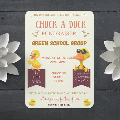 Chuck a Duck Fundraiser Flyer Invite Template | Duck Derby Race Flyer CreativeRino