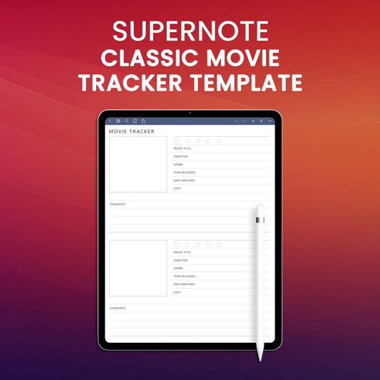 Supernote Classic Movie Tracker Template Planner Template