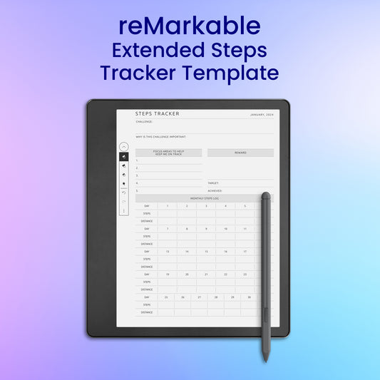 reMarkable 2 Extended Steps Tracker Template Planner Template