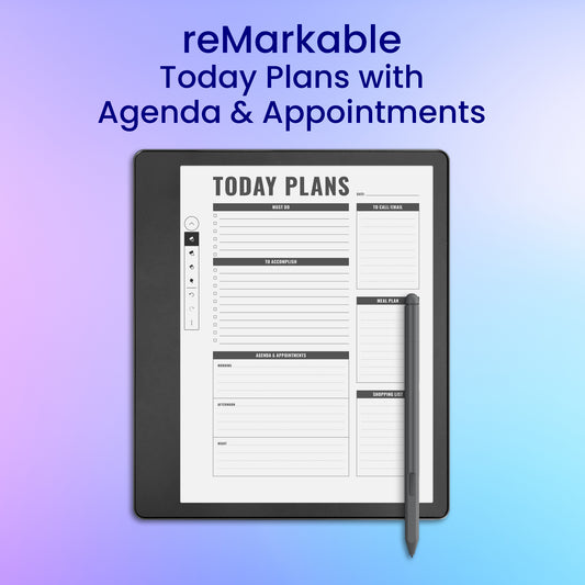 reMarkable 2 Today Plans with Agenda & Appointments Planner Template