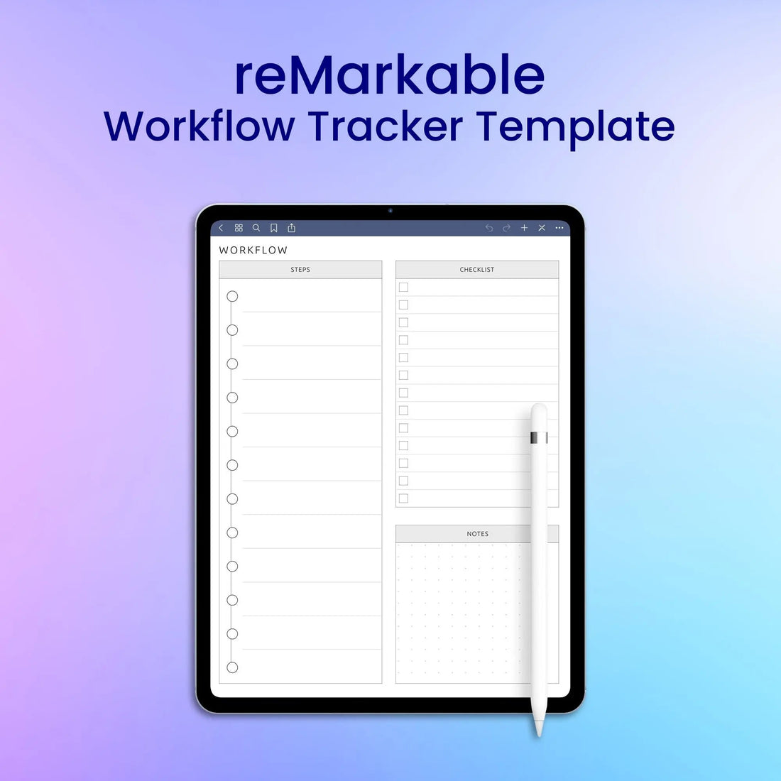 reMarkable 2 Workflow Tracker Template Planner Template – CreativeRino