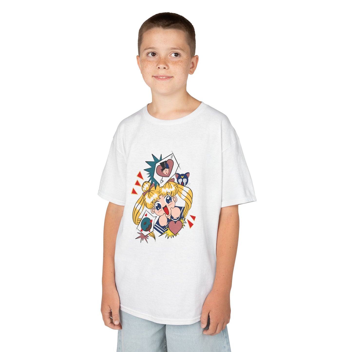 Anime Kids Tee - Cute Sailor Moon Graphic T-shirt for Young Fans - CreativeRino