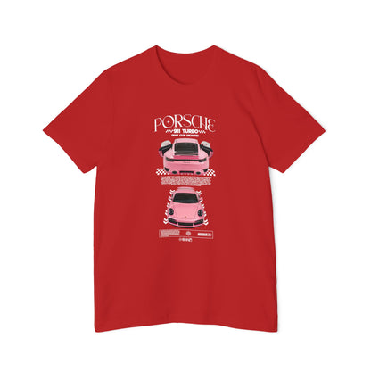 Porsche 911 Turbo S Pink Sports Car T-Shirt - USA-Made Unisex Tee - CreativeRino