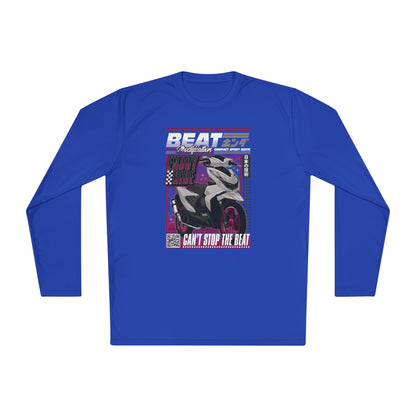 Unisex Lightweight Long Sleeve Tee - Motorcycle Theme T-shirt - "Can't Stop the Beat" Graphic - CreativeRino