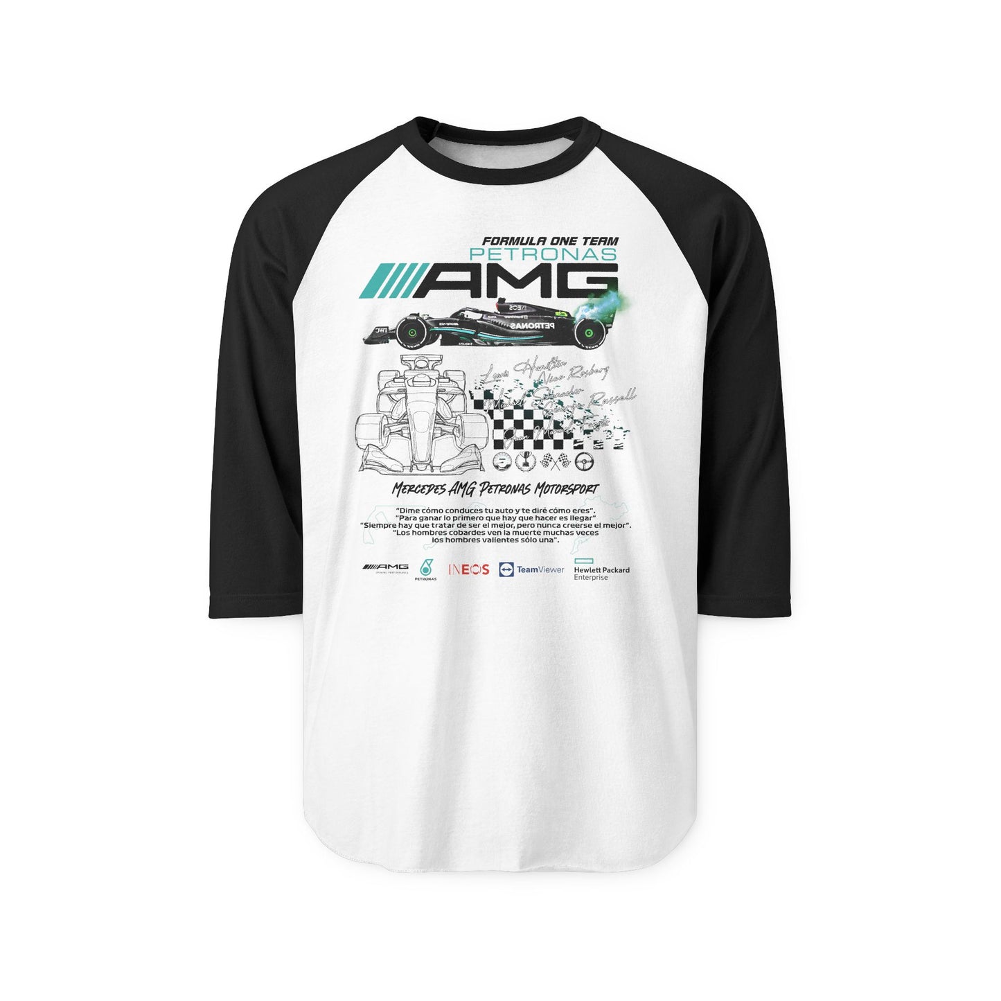 Formula F1 AMG Unisex Three-Quarter Sleeve Raglan T-shirt - CreativeRino