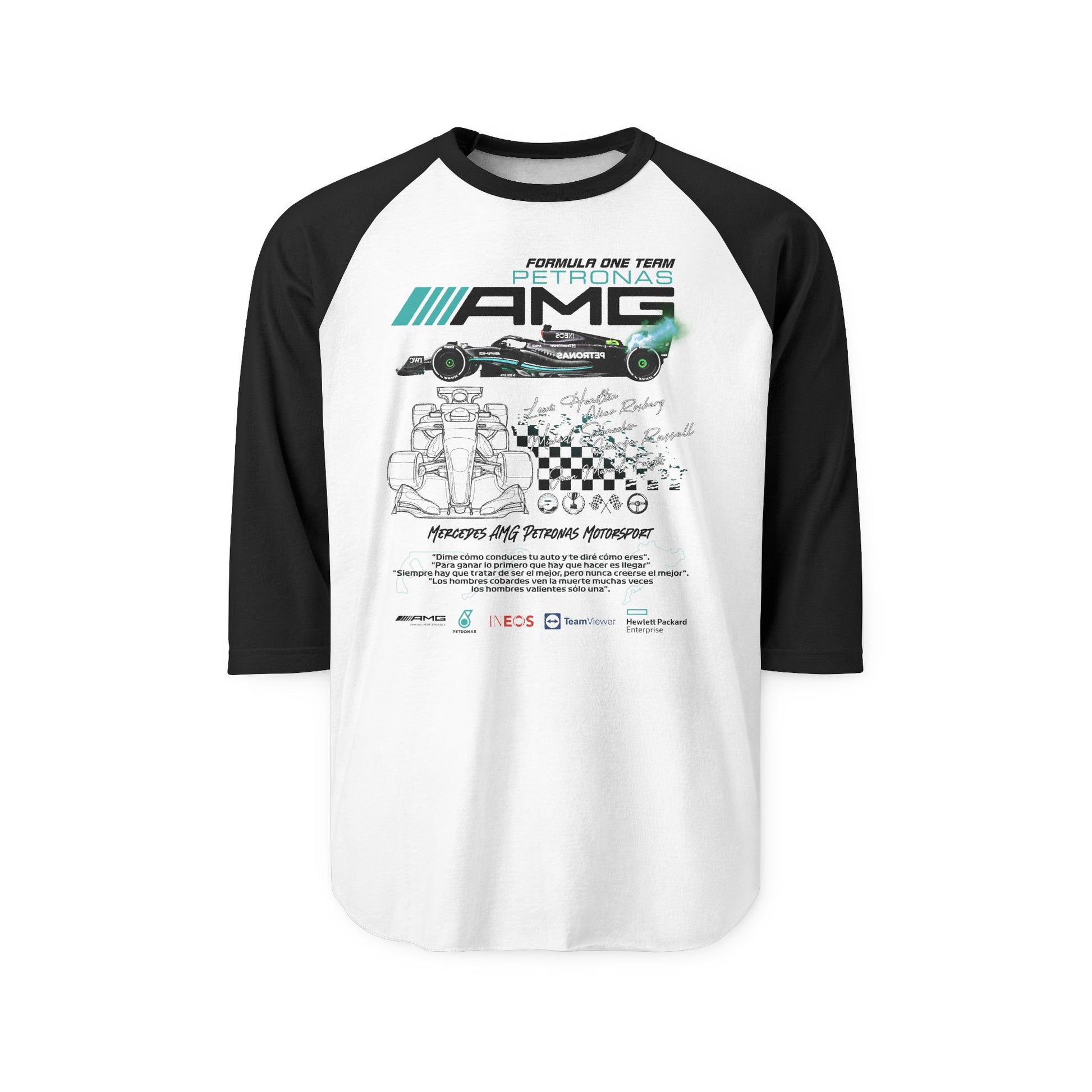 Formula F1 AMG Unisex Three-Quarter Sleeve Raglan T-shirt - CreativeRino