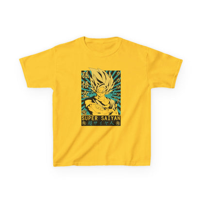 Super Saiyan Kids Heavy Cotton Tee - Fun Anime T-Shirt for Young Fans - CreativeRino