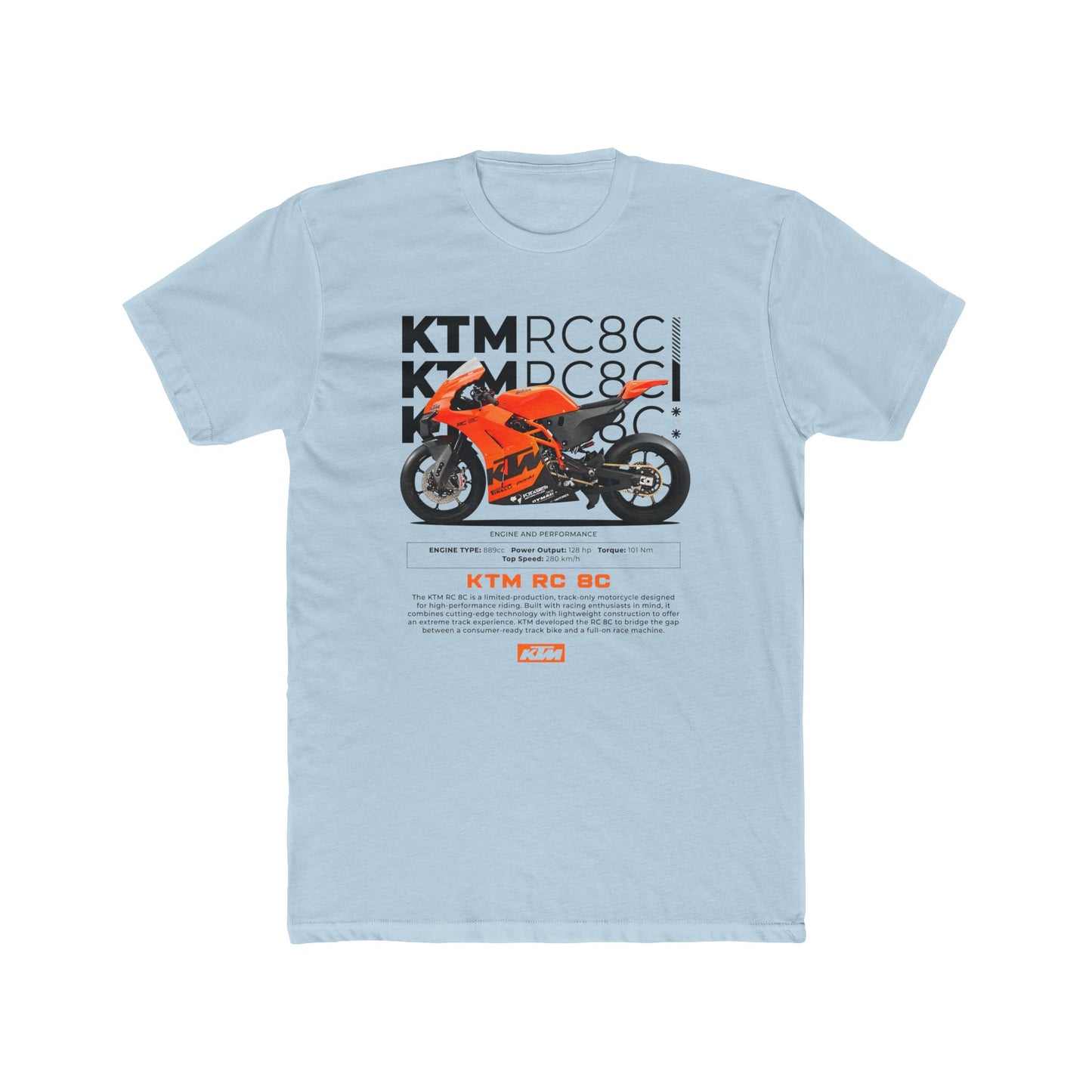 KTM RC BC Motorcycle Unisex Cotton Crew Tee - Perfect T-shirt for Riders & Fans - CreativeRino