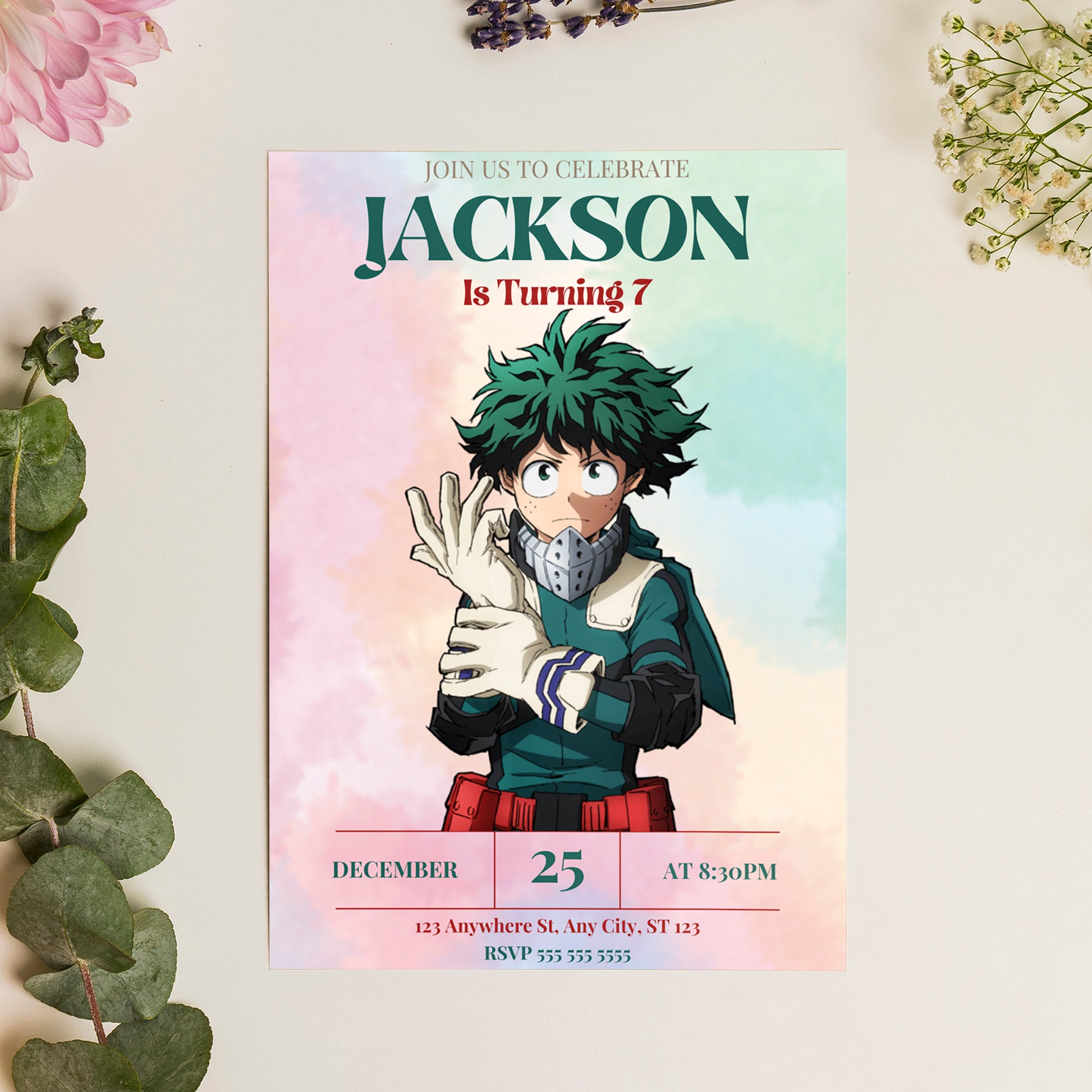 My hero Academia Birthday Invitation Template - CreativeRino