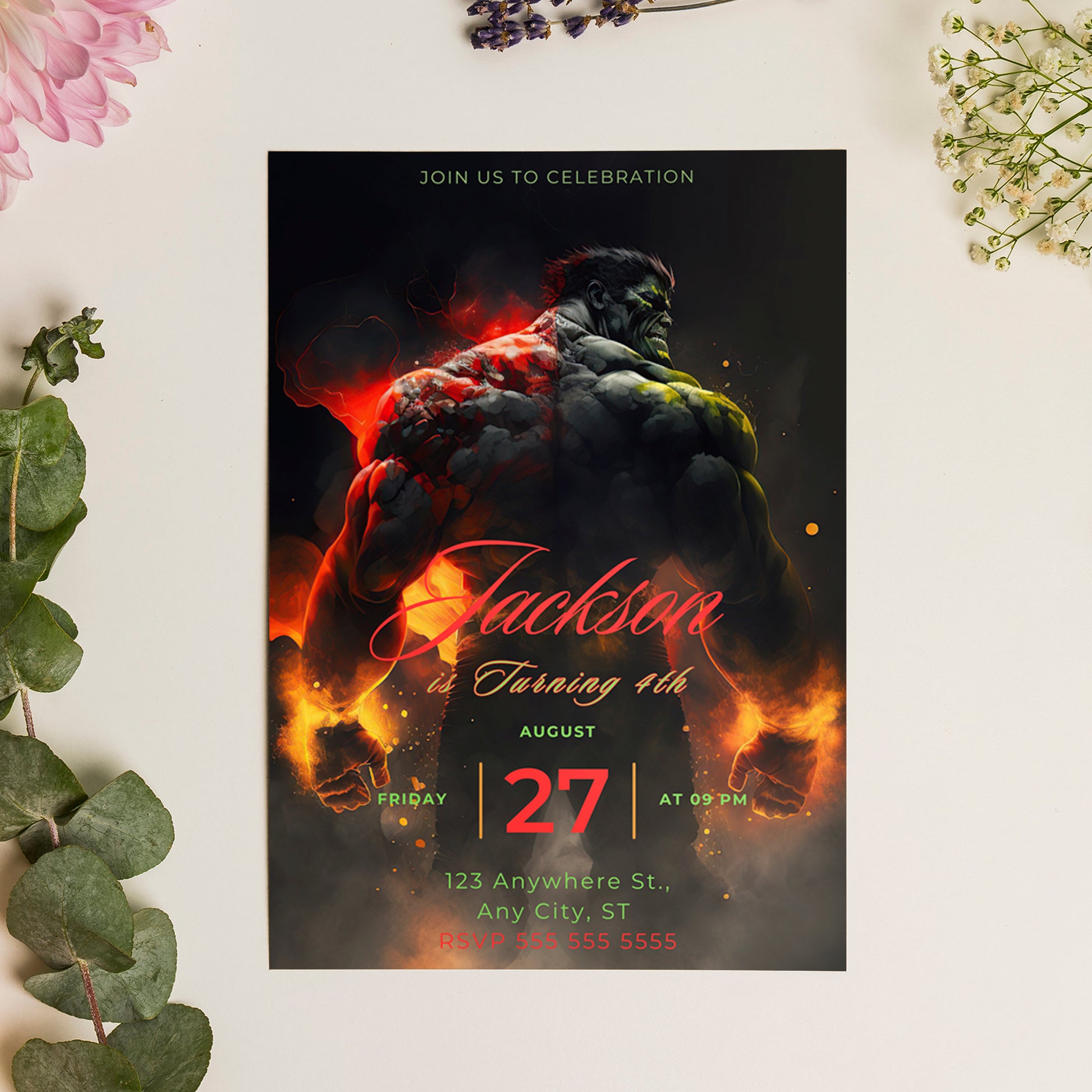 Hulk Birthday Invitation Template - CreativeRino