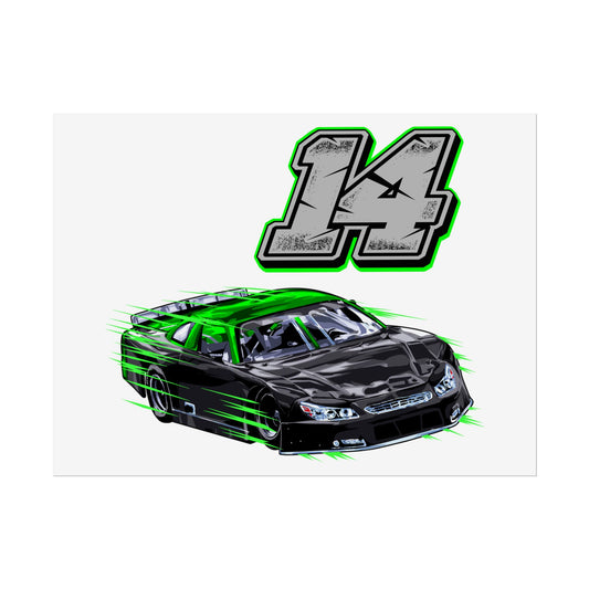 Cool Racing Car Rolled Poster - Number 14 - Perfect Poster for Car Enthusiasts - CreativeRino