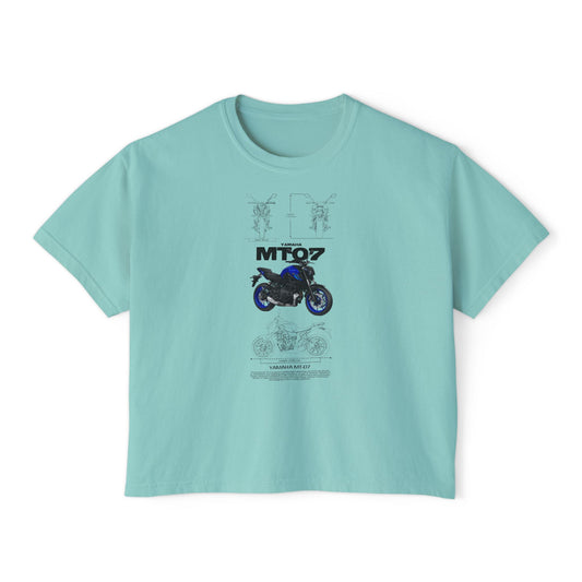 Yamaha Women’s Boxy Tee - MT-07 Motorcycle Graphic T-shirt - CreativeRino