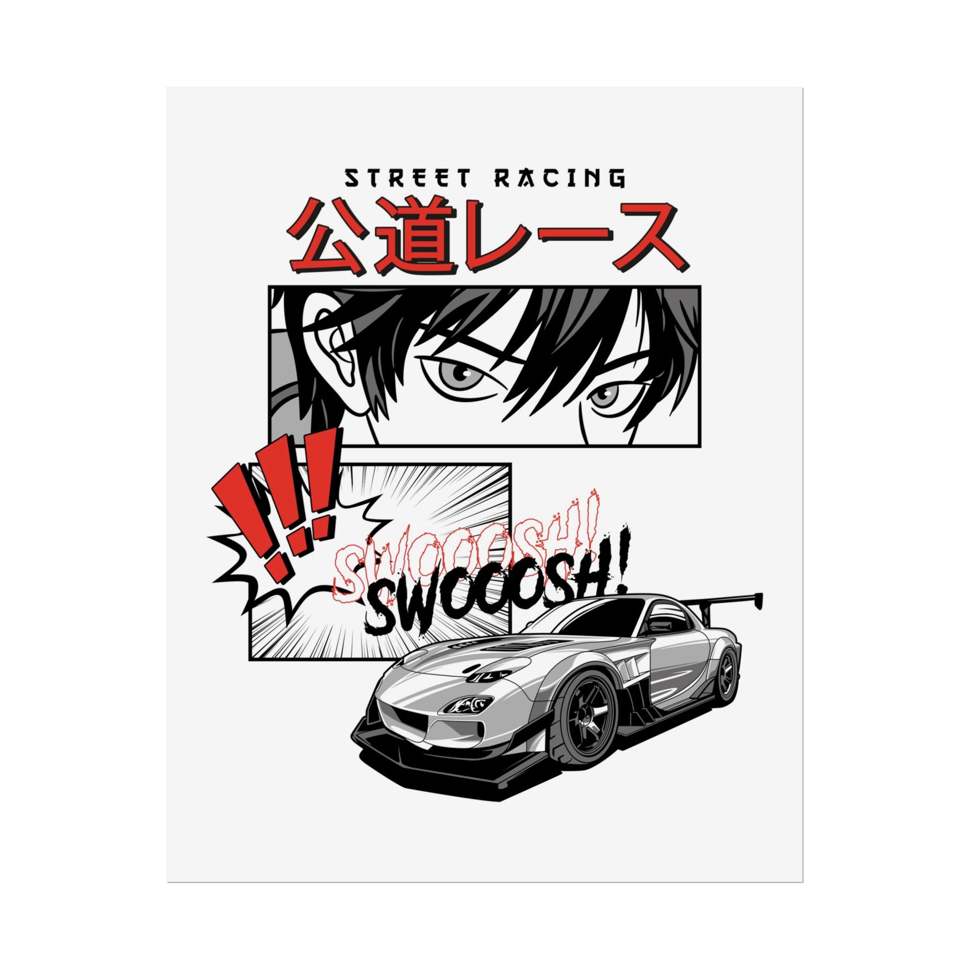 Street Racing Art Print - Vintage Car Poster for Auto Enthusiasts - CreativeRino