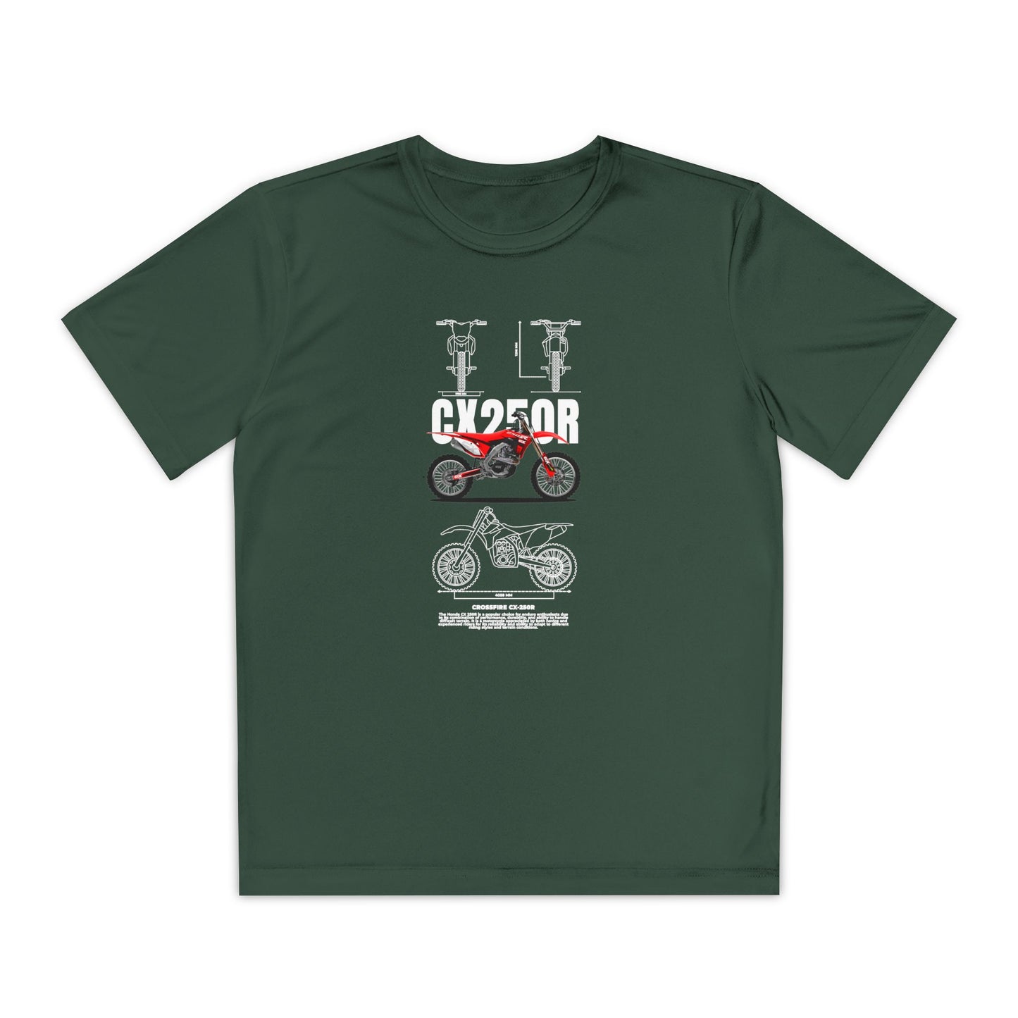 CX 250R Youth Motorcycle Competitor Tee - Stylish Graphic T-shirt for Young Riders - CreativeRino
