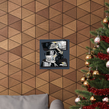 Industrial Truck Square Poster – Stylish Wall Art for Truck Lovers and Construction Enthusiasts - CreativeRino