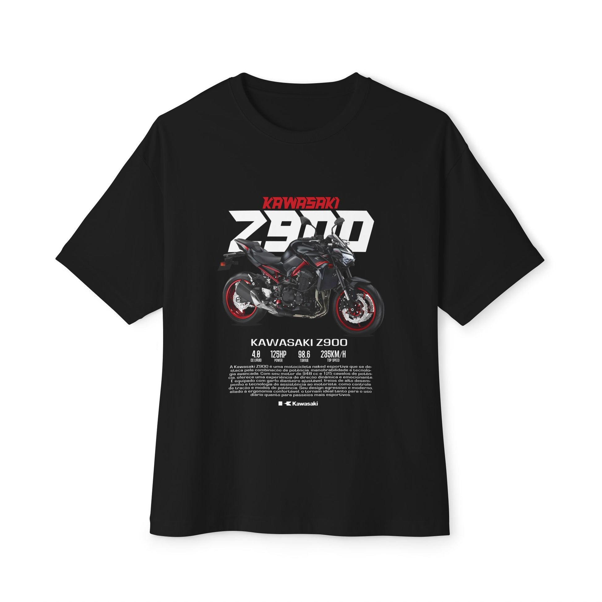 Kawasaki Z900 Unisex Oversized Boxy Tee - Motorbike Graphic T-Shirt - CreativeRino