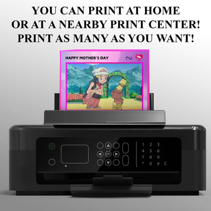 Custom Pokemon Mothers Day Card, Editable Pokeman Cards, Poke Gift For Mom, Mother's Day Gift - CreativeRino