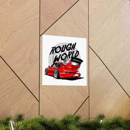 Rough World Car Art Poster - Matte Square Print for Auto Enthusiasts - CreativeRino