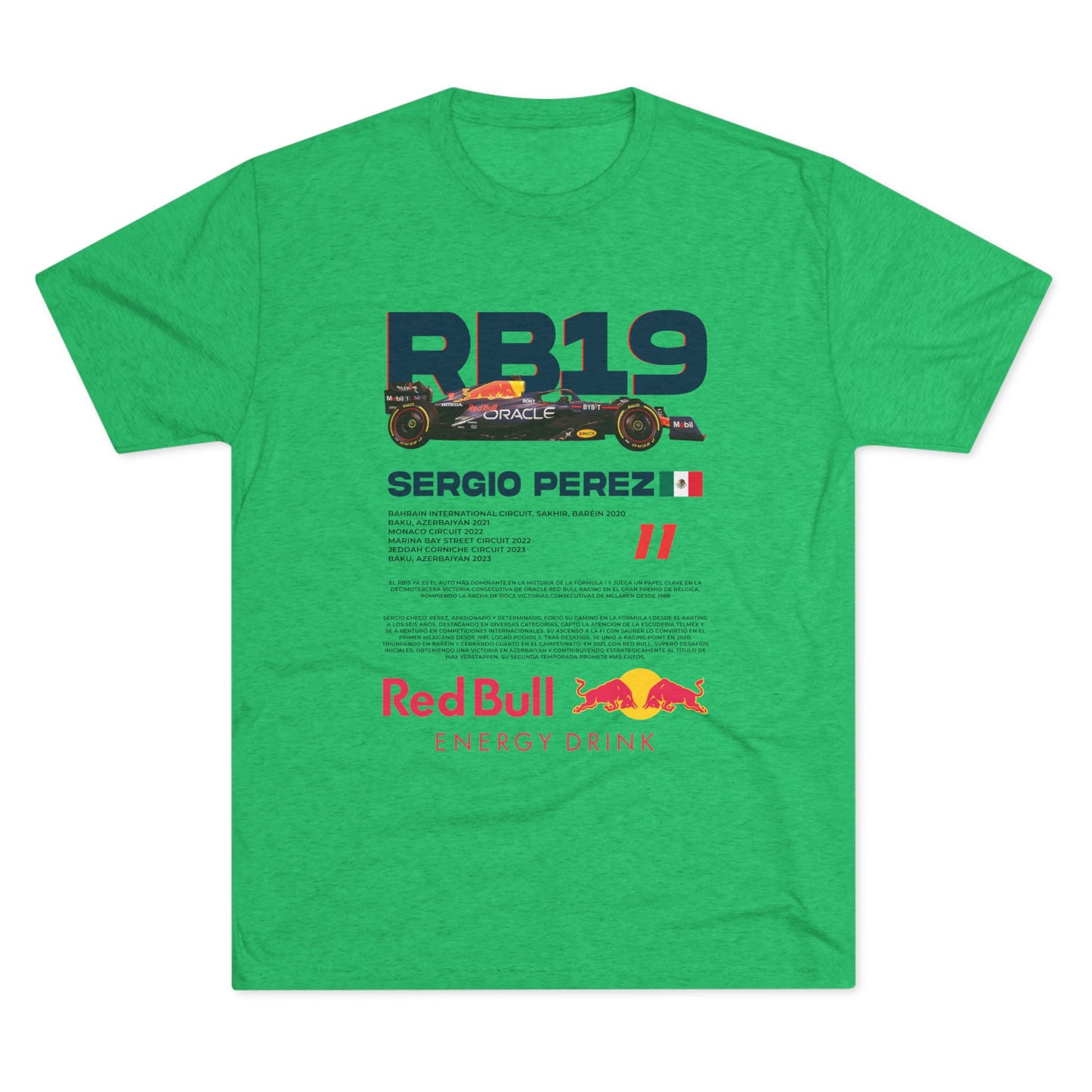 Unisex Tri-Blend Crew Tee - RB19 Sergio Perez F1 Racing T-shirt - CreativeRino