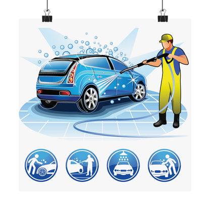 Car Wash Service Matte Square Poster - Perfect for Auto Enthusiasts and Business Promotions - CreativeRino