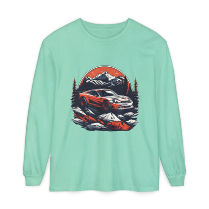 Mountain Adventure Long Sleeve T-Shirt - Unisex Garment-Dyed Shirt - CreativeRino