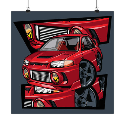Red Sports Car Matte Square Poster - Perfect Wall Art for Car Enthusiasts - CreativeRino