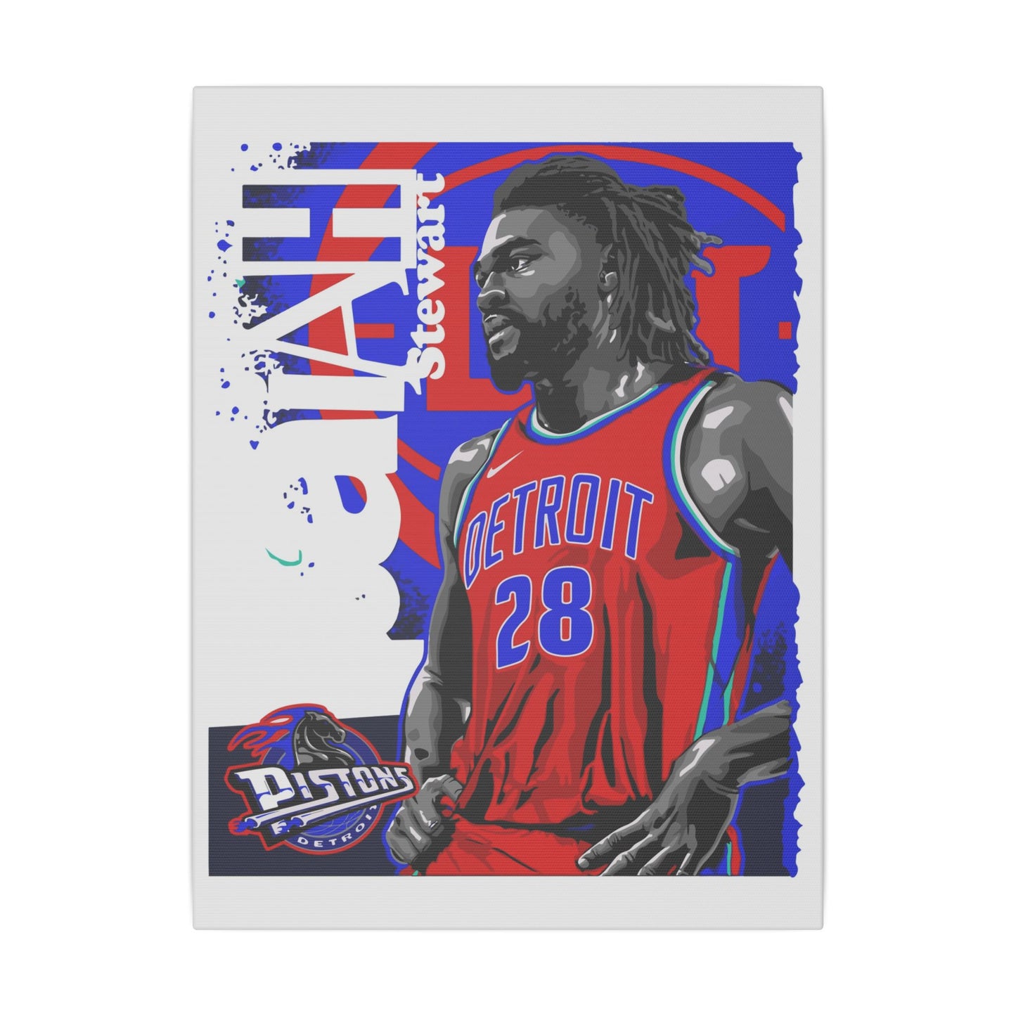 Isaiah Stewart Detroit Pistons Canvas Art - Vibrant Wall Decor for Basketball Fans - CreativeRino