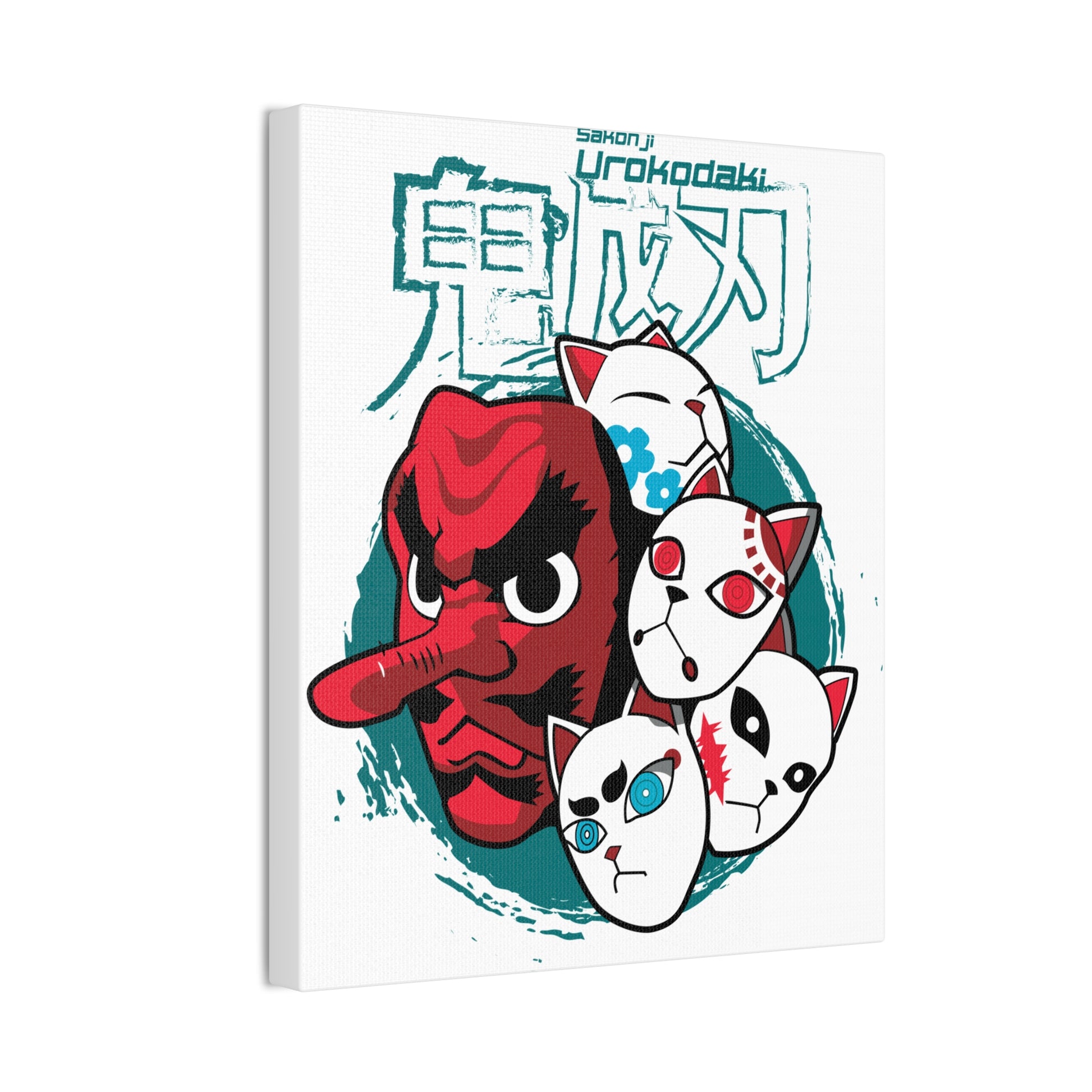 Anime-Inspired Canvas Art - Urokodaki Masks Wall Decor - CreativeRino