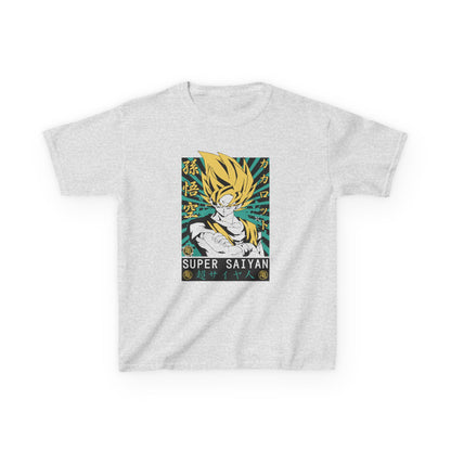 Super Saiyan Kids Heavy Cotton Tee - Fun Anime T-Shirt for Young Fans - CreativeRino