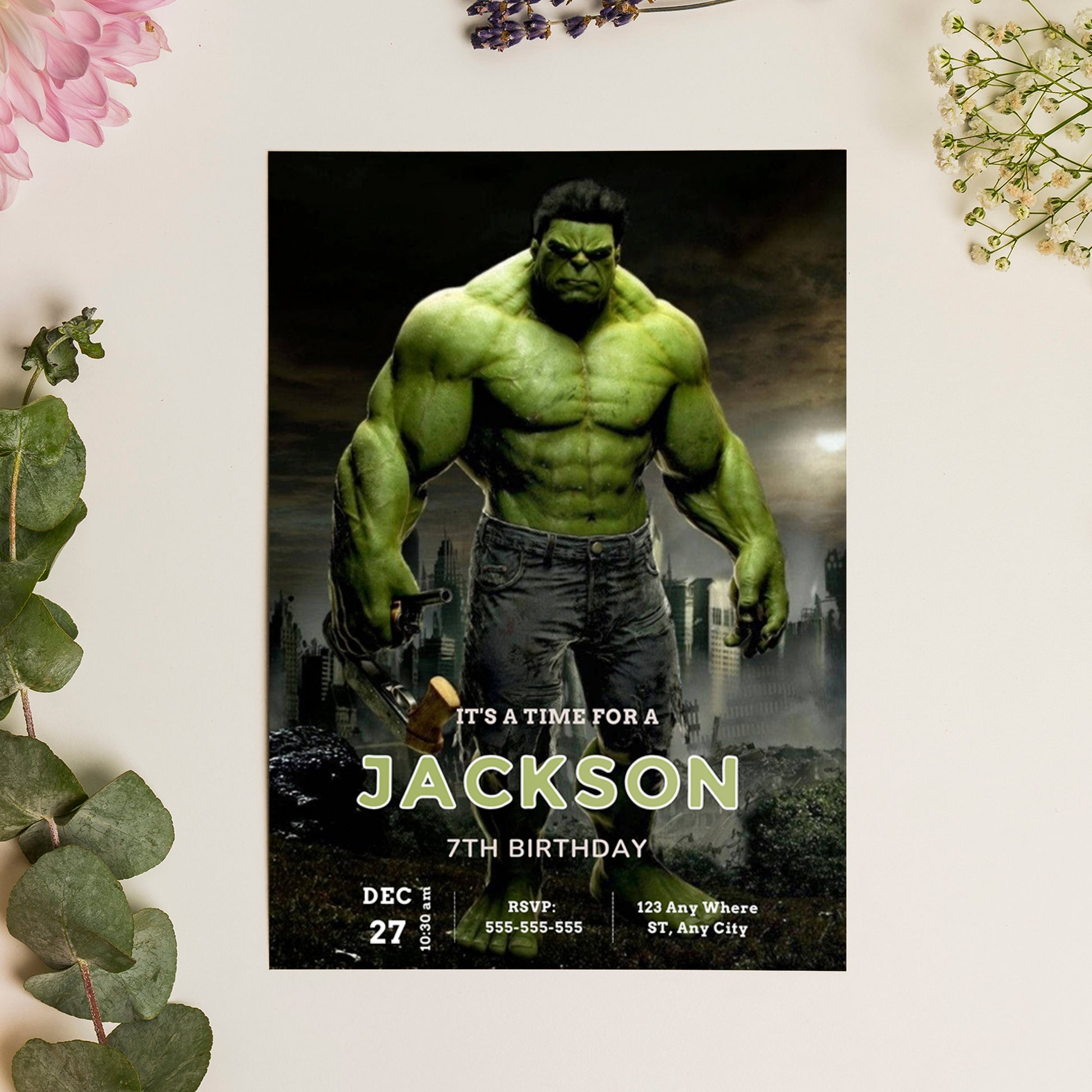 Hulk Birthday Invitation Template - CreativeRino
