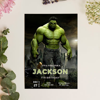 Hulk Birthday Invitation Template - CreativeRino