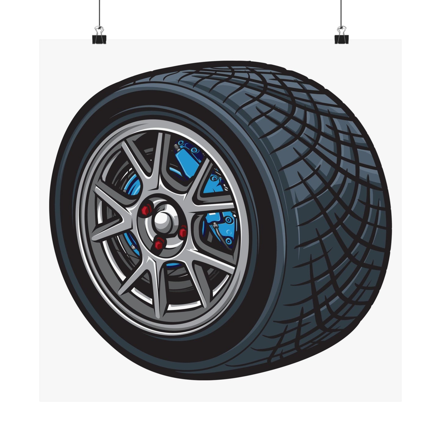 Race Car Tire Matte Square Poster | Perfect poster for Auto Enthusiasts and Garage Decor - CreativeRino