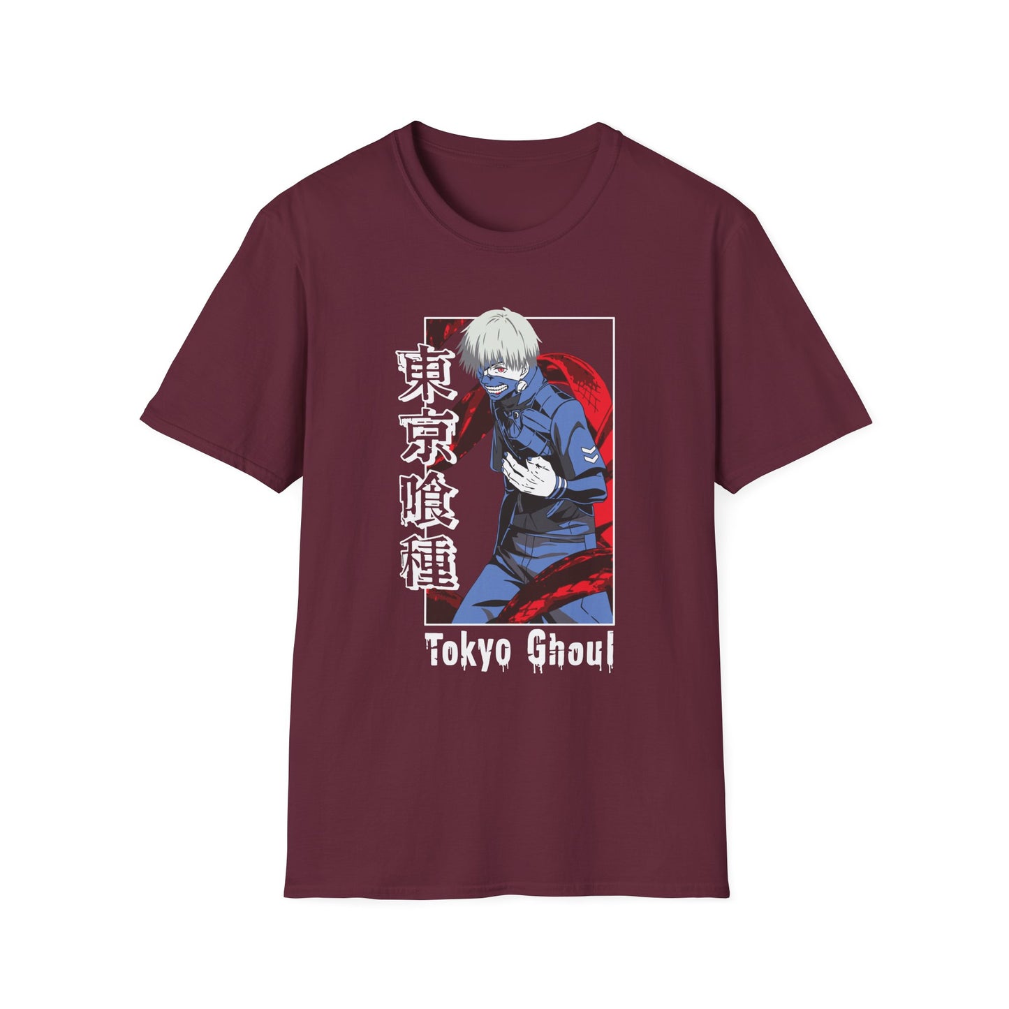 Anime-Inspired Tokyo Ghoul Unisex Softstyle T-shirt - Anime Cool Character Design - CreativeRino