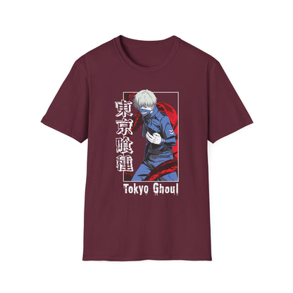 Anime-Inspired Tokyo Ghoul Unisex Softstyle T-shirt - Anime Cool Character Design - CreativeRino
