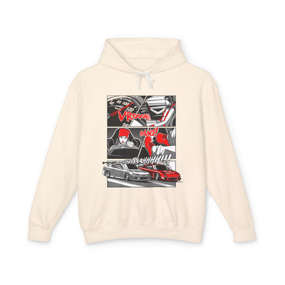 Racing Vibes Unisex Lightweight Hooded Sweatshirt - Motorsport Graphic Design - CreativeRino