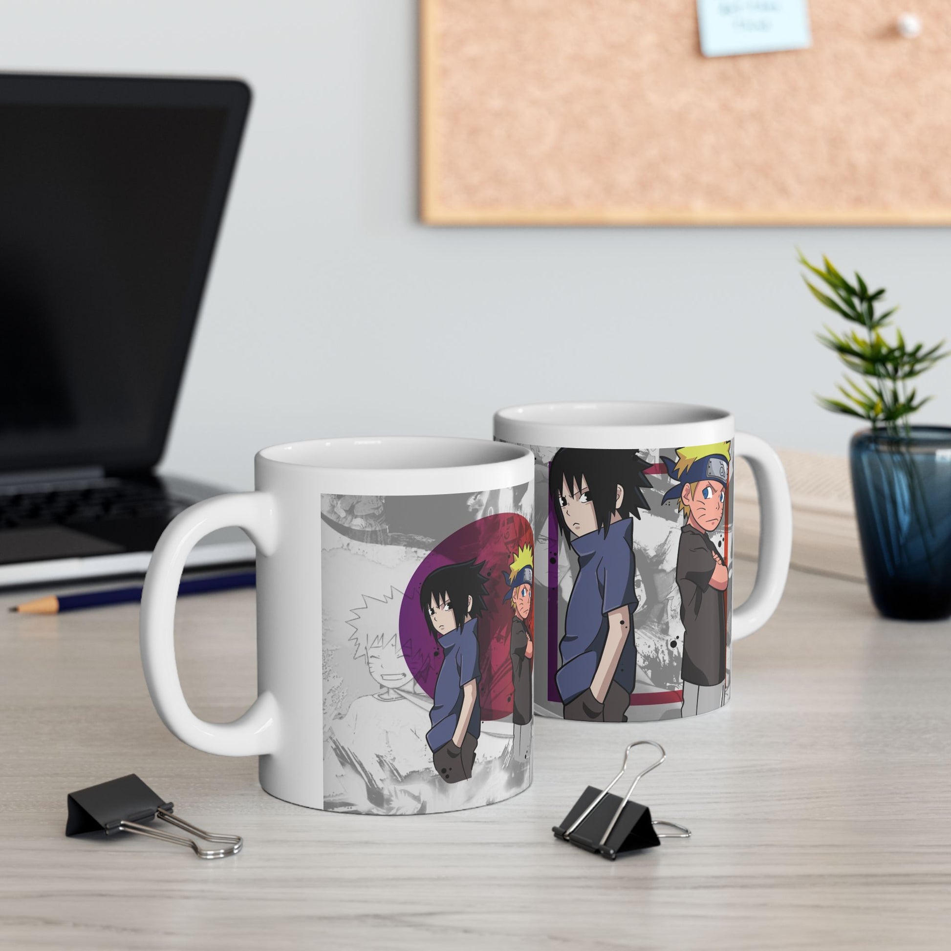 Anime-Inspired Ceramic Mug - Naruto & Sasuke Design - CreativeRino