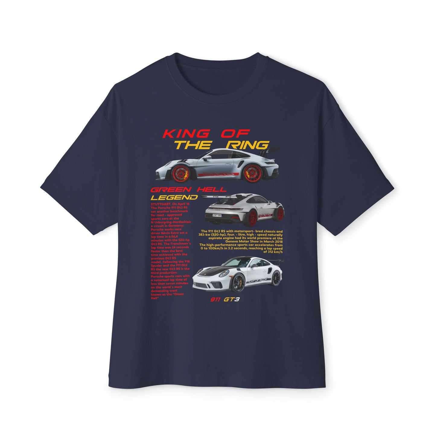 Porsche King of the Ring Graphic Tee - Unisex Oversized Boxy T-Shirt for Car Enthusiasts - CreativeRino