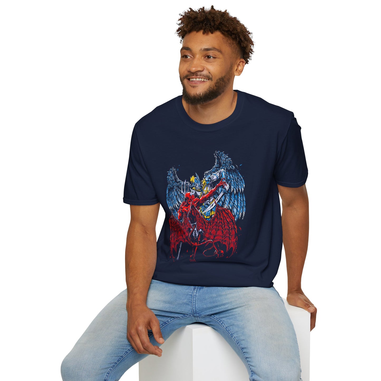 Edgy Graphic Tee - Dragon vs. Angel Design for Alternative Fashion Lovers T-shirt - CreativeRino
