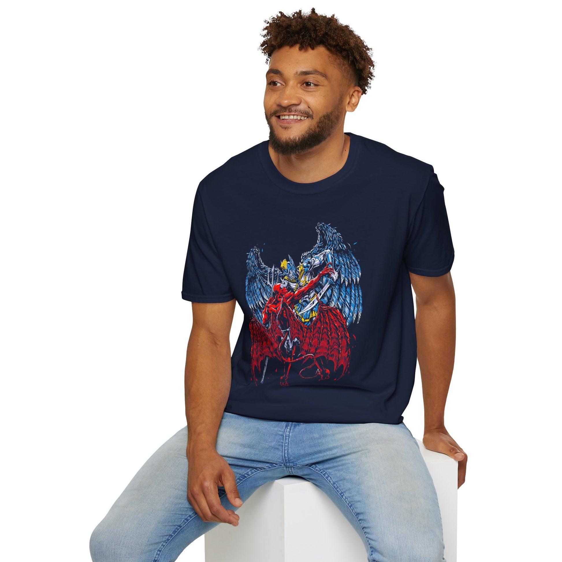 Edgy Graphic Tee - Dragon vs. Angel Design for Alternative Fashion Lovers T-shirt - CreativeRino