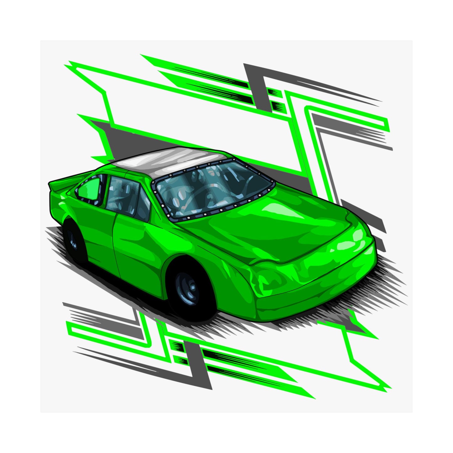 Vibrant Racing Car Matte Square Poster - Perfect for Car Enthusiasts and Gamers - CreativeRino