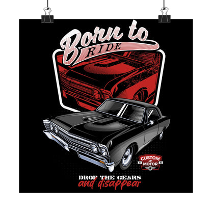 Vintage Car Poster - 'Born to Ride' with Custom Motor Design - CreativeRino