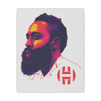 Stretched Matte Canvas Art - Vibrant Portrait of James Harden - CreativeRino