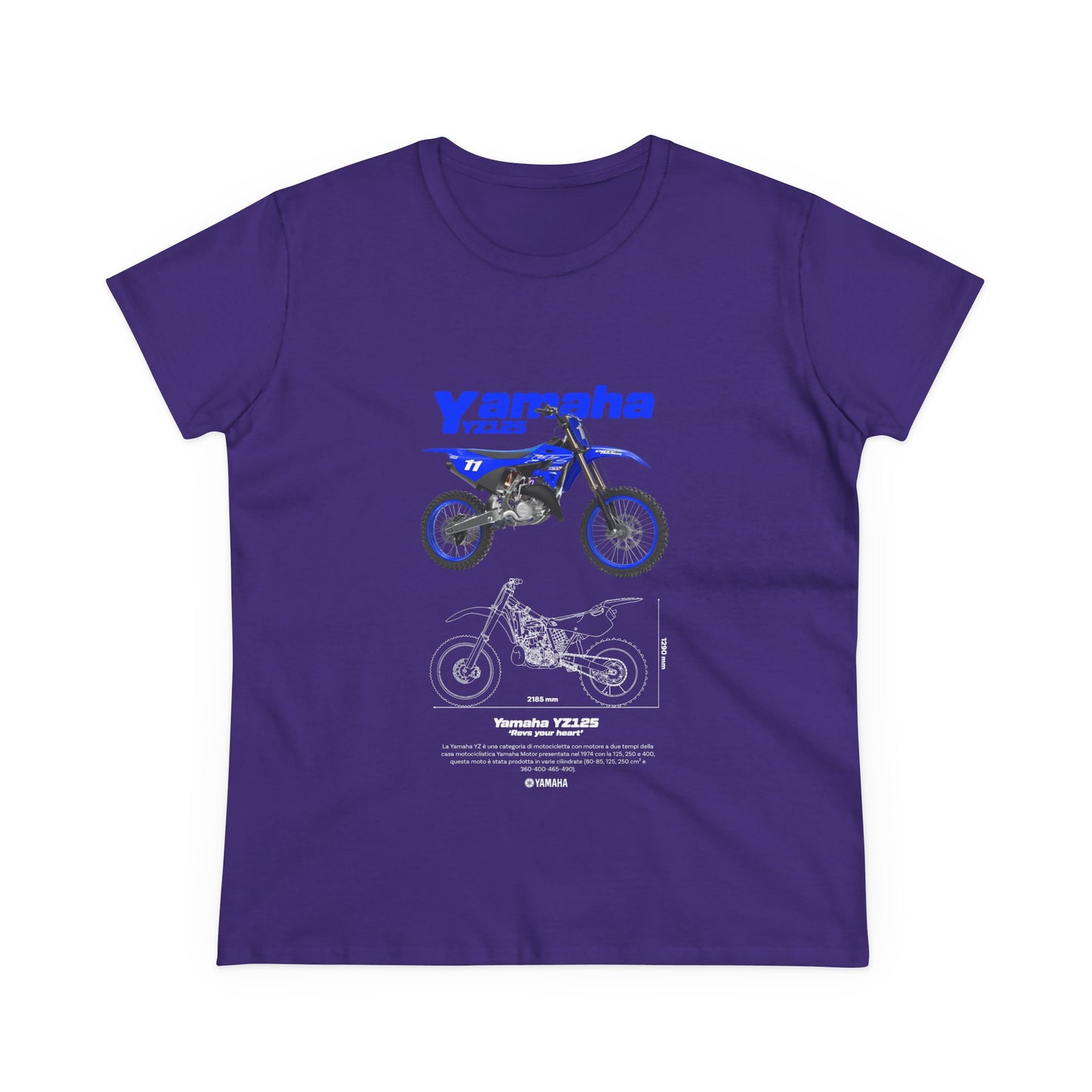 Yamaha YZ125 Motorcycle Women's Cotton Tee - Casual Biker T-shirt - CreativeRino