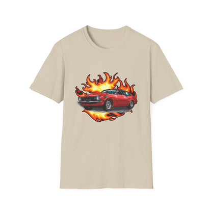 Retro Car Flames Unisex T-Shirt - CreativeRino