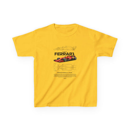 Kids Ferrari Formula 1 Tee - Heavy Cotton Racing Shirt - CreativeRino