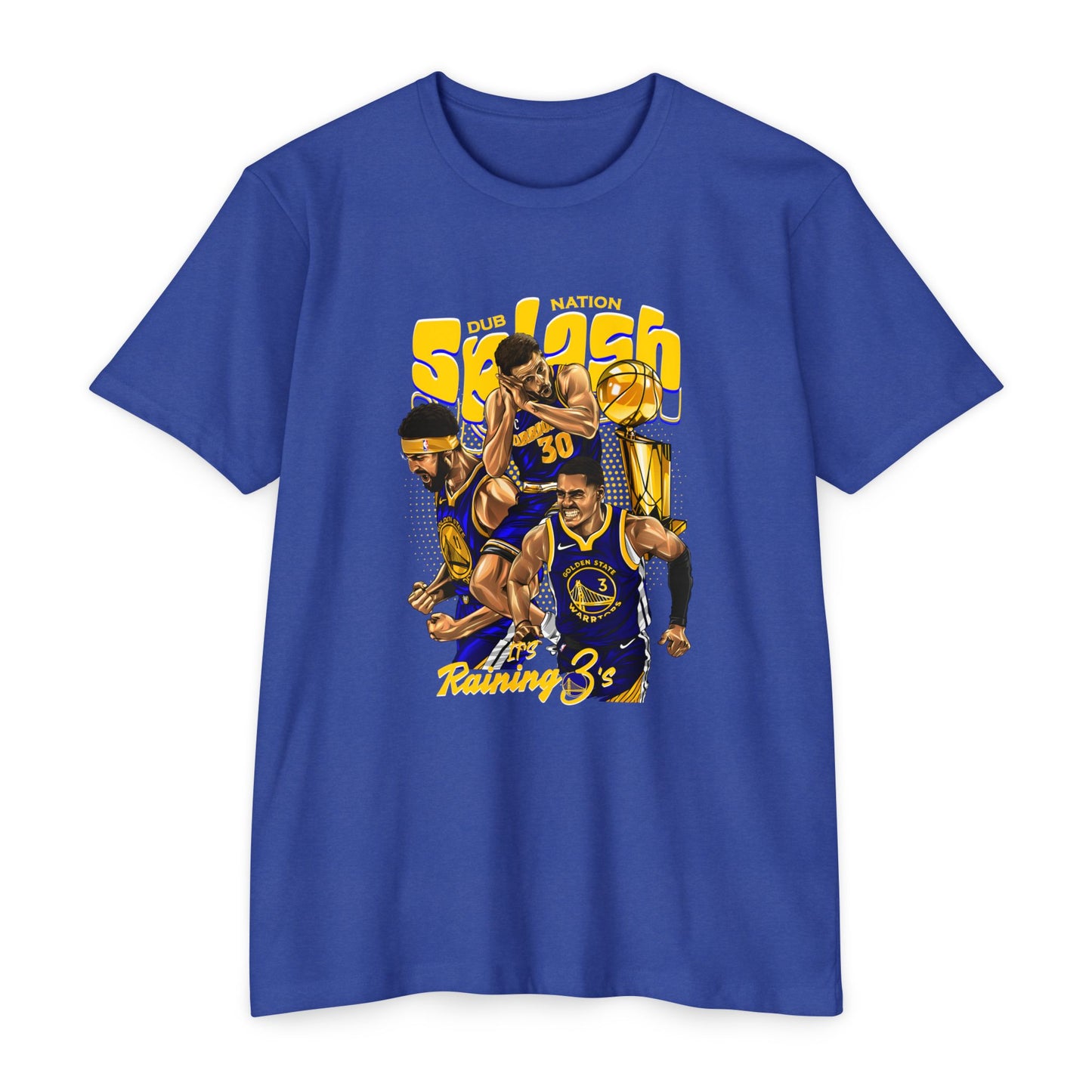 Golden State Warriors Unisex CVC Jersey T-shirt - It's Raining 3's - Basketball Design - CreativeRino