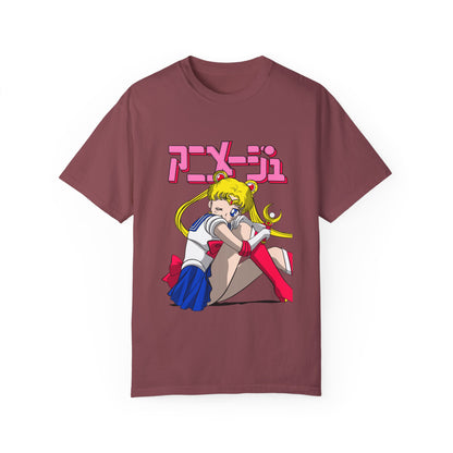 Sailor Moon Unisex Garment-Dyed T-shirt - Retro Anime Tee - CreativeRino