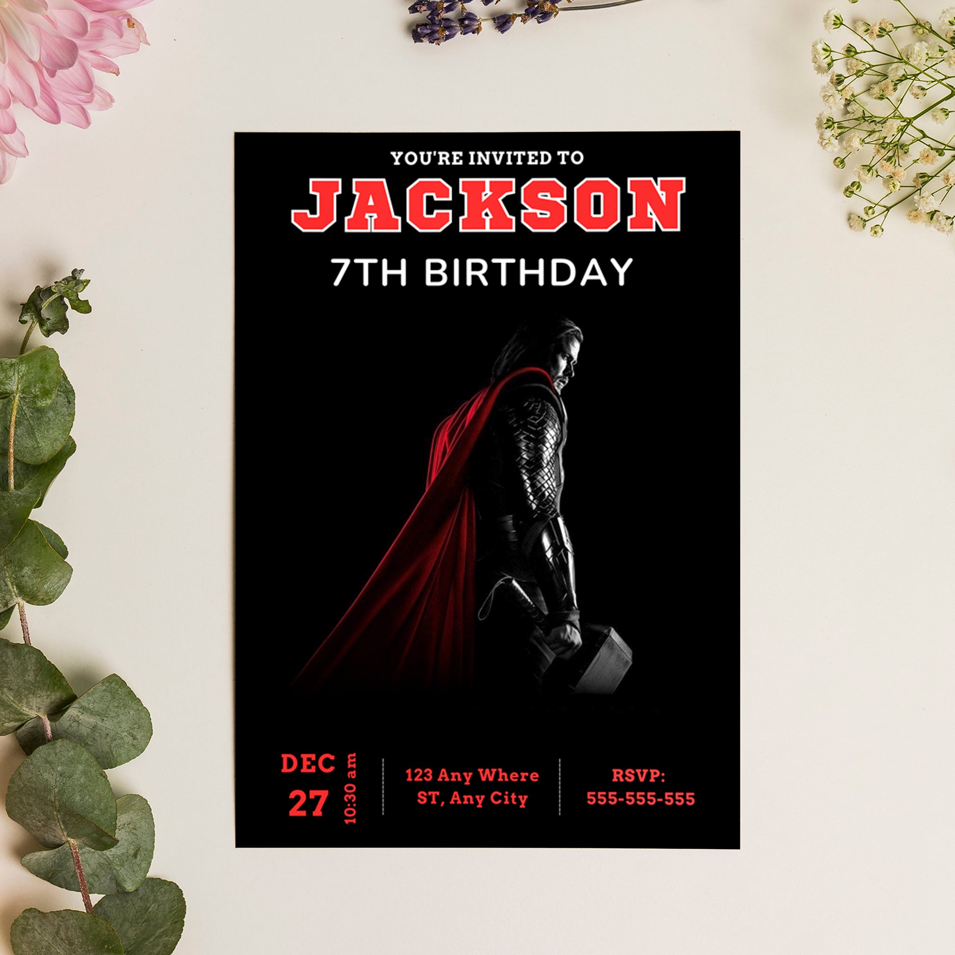 Thor Birthday Invitation Template - CreativeRino