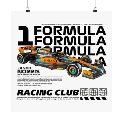 Racing Club Matte Vertical Poster featuring Lando Norris - Formula 1 Art - CreativeRino